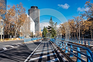 Paseo de la castellana, main avenue of the city of Madrid from north to south, Spain
