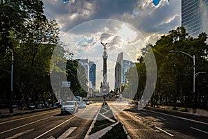 Paseo de La Reforma avenue and Angel of Independence Monument - Mexico City, Mexico