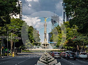 Paseo de La Reforma avenue and Angel of Independence Monument - Mexico City, Mexico photo