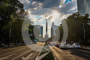 Paseo de La Reforma avenue and Angel of Independence Monument - Mexico City, Mexico