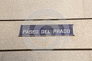 Paseo del Pardo Street Sign; Madrid photo