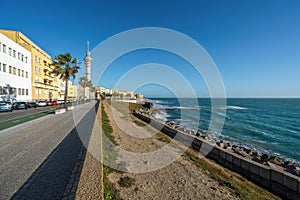 Paseo del Vendaval Promenade with Tavira II Tower - Cadiz, Andalusia, Spain photo