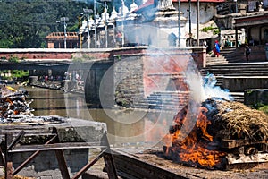 Pashupatinath temple cremations on the Bagmati River