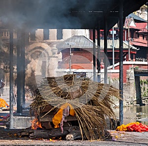 Pashupatinath temple cremations on the Bagmati River