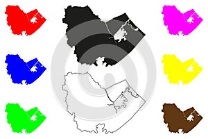 Pasir Puteh city (Malaysia) map vector illustration, scribble sketch Pasey Puteh map