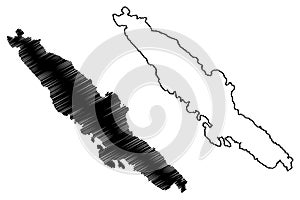 Pasman island Republic of Croatia, Adriatic Sea map vector illustration, scribble sketch PaÅ¡man map