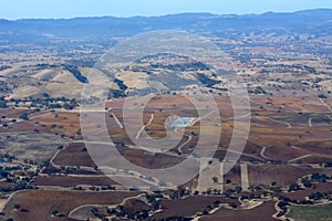 Paso Robles Fall Vineyards viewed from an airplane - amazing autumn colors