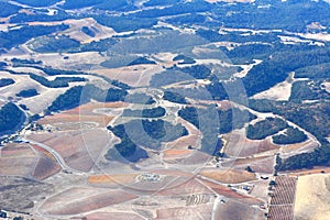 Paso Robles Fall Vineyards viewed from an airplane - amazing autumn colors