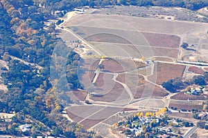 Paso Robles Fall Vineyards viewed from an airplane - amazing autumn colors