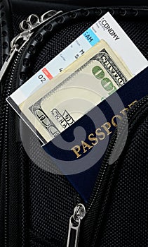 Pasport in a suitcase