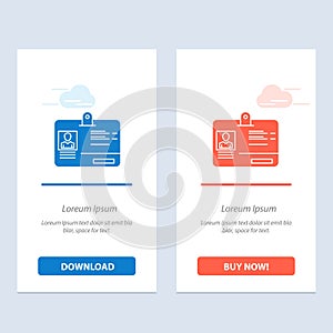 Pass, Card, Identity, Id  Blue and Red Download and Buy Now web Widget Card Template
