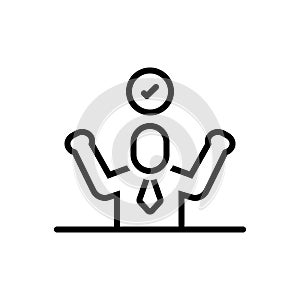 Black line icon for Pass, student and successful