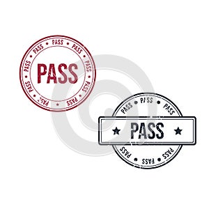 Pass or passed grunge round vintage rubber stamp vector image