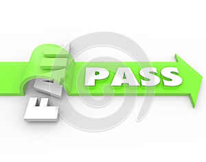 Pass Vs Fail Arrow Over Word Grade Test Quiz Result