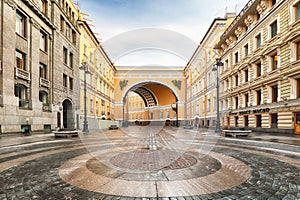 Passage in Arch of General Staff Building on Bolshaya Morskaya Street to Palace Square in Saint Petersburg, Russia