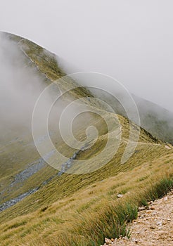 A passage through the clouds in the mountains