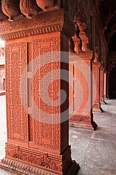 Courtyard pillars in the Red Fort, Agra