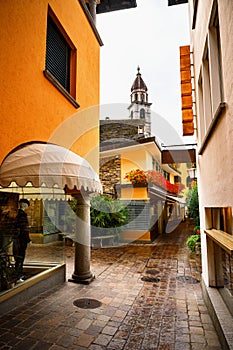 Passage in narrow street in Ascona, Switzerland