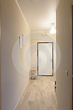 Passage from room to entrance hall in a one-room small apartment