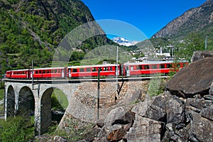 Passage to Brusio Helicidal Viaduct of the Bernina Red Train photo
