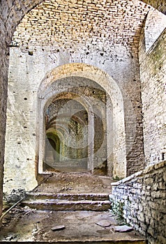 Passage way inside of Gjirokaster Citadel, Albania.
