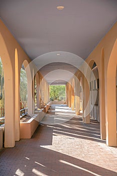 Passageway with arched pillars at downtown Tucson, Arizona