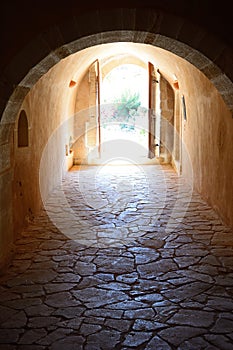 Passageway at Arkadi Monastery, Crete.