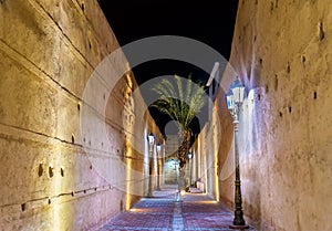 Passageway at El Badi Palace in Marrakech, Morocco