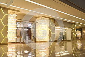 Passageway and lighting shop in commercial building