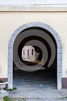 Passageway in old Mediterranean town Draguc - Istria, Croatia