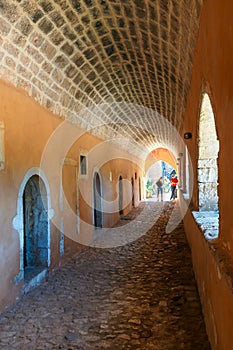 Passageway in the West Gate at the Arkadi Monastery, Arkadi, Crete, Greece