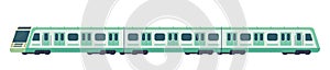 Passanger modern electric high-speed train. Railway subway or metro transport. Underground train Vector illustration