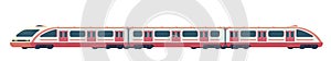 Passanger modern electric high-speed train. Railway subway or metro transport. Underground train Vector illustration