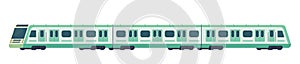 Passanger modern electric high-speed train. Railway subway or metro transport. Underground train Vector illustration photo