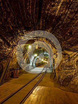 Passanger train station in old salt mine