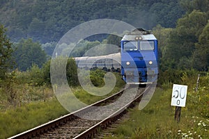 Passanger train on Vadu Crisului Railway, Occidental Carpathians, Romania, Europe