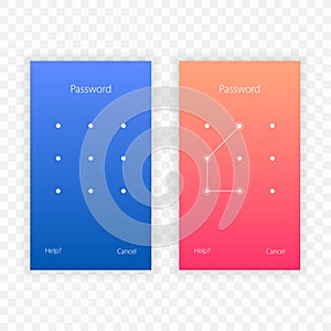 Passcode interface for lock screen, login or enter password pages. Vector phone ID recognition screenlock password or lockscreen p