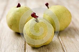 Passe crassane pears on a table photo