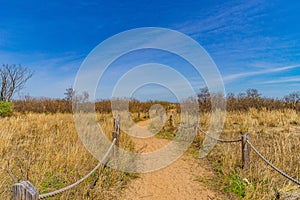 Passe through sand dunes, Staten Island NY. US photo