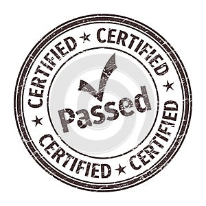 Passed Certified Stamp. Round shape design