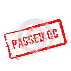 Passed QC red rubber stamp isolated on white.