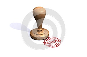 Passed wooden rubber stamp white background