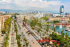 Passeig de Colom in Barcelona, Catalonia, Spain