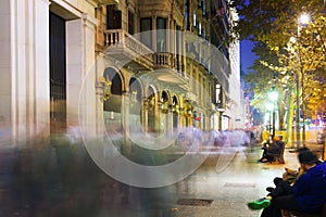 Passeig de Gracia in autumn night. Barcelona photo