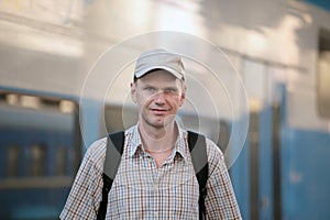 Passenger against a train