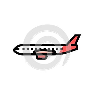 passenger airliner airplane color icon vector illustration