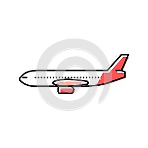 passenger airliner airplane color icon vector illustration