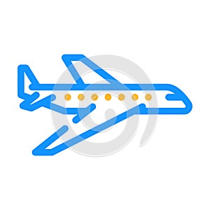 passenger airliner airplane color icon vector illustration