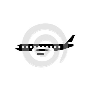 passenger airliner airplane glyph icon vector illustration