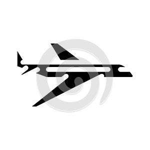 passenger airliner airplane glyph icon vector illustration